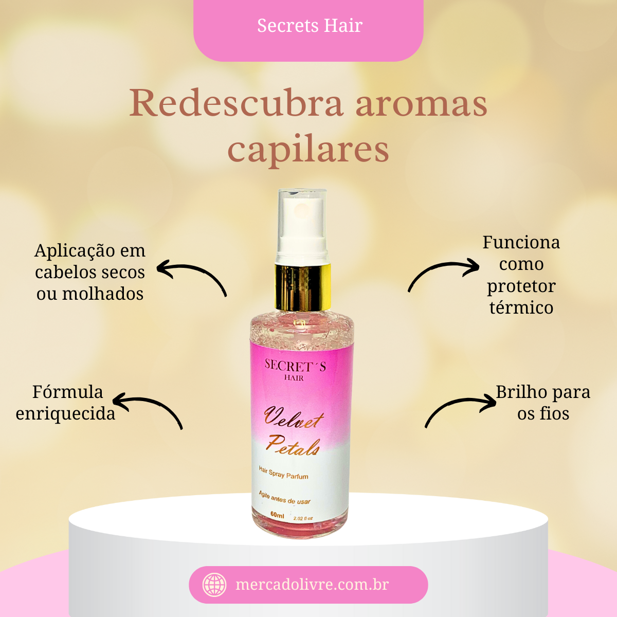 Perfume Capilar Secret's Hair 60ml - Velvet Petals