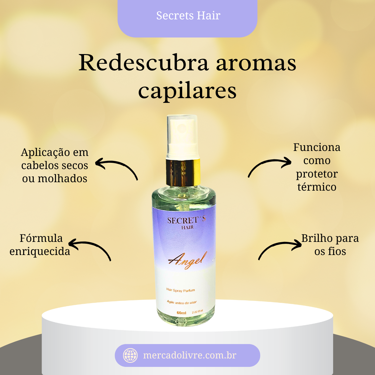 Perfume Capilar Secrets Hair 60ml - Angel